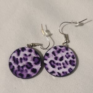 Paparazzi Leopard Print Round Dangle Earrings,  Purple